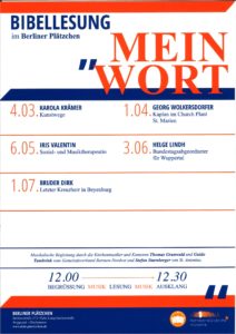 Plakat "Mein Wort" mit eingeladenen Gästen